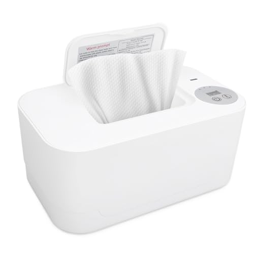 Wipe Warmer, Baby Wipes Dispenser, Large Capacity Baby Wipe Warmer, Wet Wipes Dispenser for Diapers, Wet Wipe Warmer with Night Light for Home, Car & Travel, 3 Temperature Settings