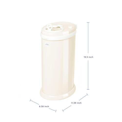Ubbi Steel Diaper Pail, Odor Locking, No Special Bag Required, Award-Winning, Registry Must-Have, Ivory