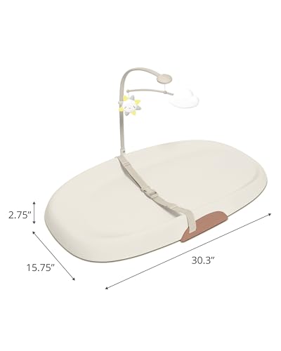 Skip Hop Baby Changing Pad Nursery Style Wipe-Clean Contoured with Cushioned Foam, Non-Skid Base, Built-in Safety Belt & Tuck-Away Toy Bar Fits Standard Changing Tables, Oat