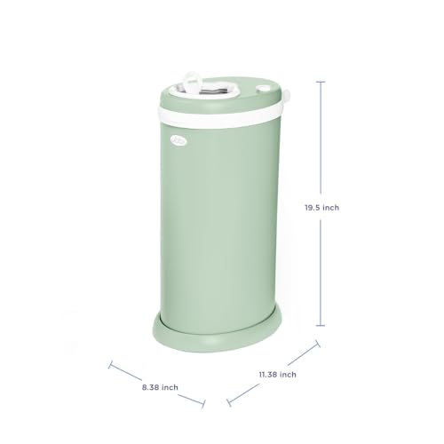 Ubbi Steel Diaper Pail, Odor Locking, No Special Bag Required, Award-Winning, Registry Must-Have, Sage Green