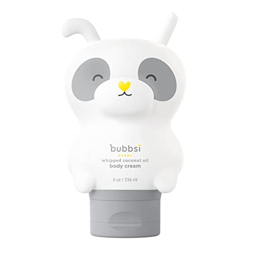 Bubbsi Newborn Baby Body Lotion - Deeply Moisturizing Whipped Organic Coconut Oil for Baby Skin, Vegan Toddler Moisturizer with Shea Butter, Vitamin E, Natural Scent (Refillable, 8oz)