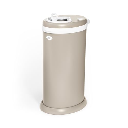 Ubbi Stainless Steel Diaper Pail, No Special Bags, Odor-Locking, Taupe