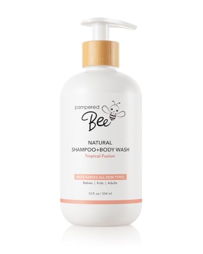 Pampered Bee - Shampoo & Body Wash (Tropical Fusion), 2-in-1 Natural Formula for Newborns, Toddlers and Kids, 12 oz