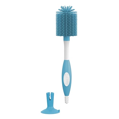 Dr. Brown's Soft Touch No Scratch Baby Bottle Cleaning Brush Nipple Cleaner with Stand and Storage Clip, BPA Free, Blue 1-Pack