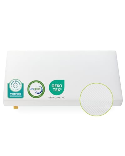 ATTABABY Breathable Crib Mattress, Baby Safety Alliance Verified, CertiPUR-US and Oeko-TEX Approved, Standard Full Size for Crib & Toddler Bed, Waterproof Machine Washable Cover, 52” x 27.6”