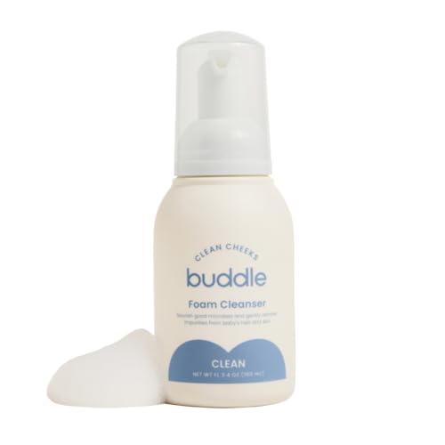 Buddle Clean Cheeks Baby Micellar No-Rinse Foam Cleanser with Chamomile, Witch Hazel, Arnica Montana, Skin Barrier Supporting, 3.4oz