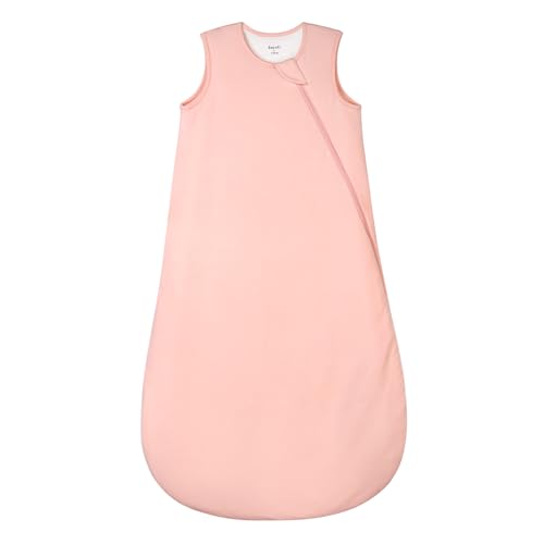 Supersoft Rayon Made from Bamboo Sleep Sack 3-6 Months Newborn Sleep Sack 0-3 Months 1.0 Tog Baby Wearable Blanket with 2-Way Zipper Unisex Sleeping Bag for Babies All-year-around - Pink