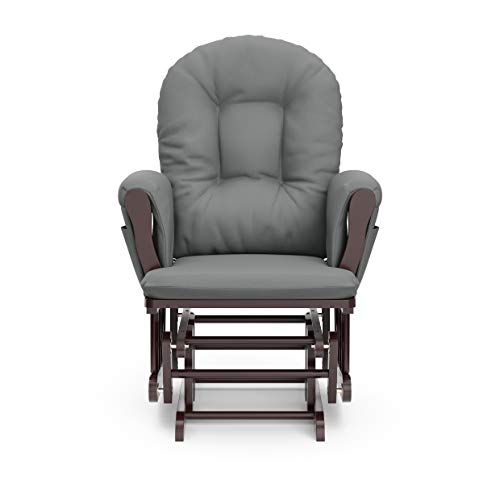 Storkcraft Premium Hoop Glider & Ottoman (Espresso/Gray) — GREENGUARD Gold Certified Nursery Glider, Solid Wood Craftsmanship, Smooth-Gliding Nursery Chair and Ottoman, Award-Winning