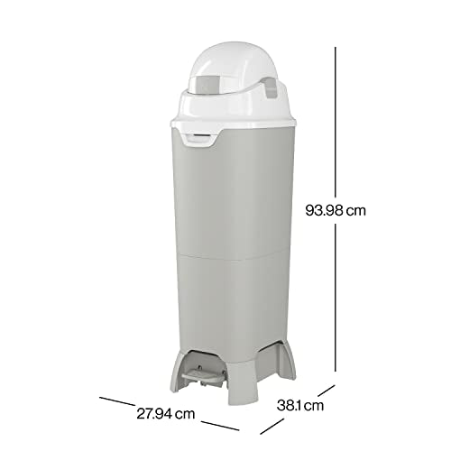 Foundations Hands Free Tall Diaper Pail with Airtight Lid - Durable & Odorless Disposal, Large Capacity, Holds up to 60 Newborn Diapers, Refill with Any Bags, Baby Registry Gift - Gray (9622057)