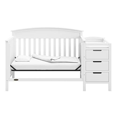 Graco Benton 4-in-1 Convertible Crib and Changer – GREENGUARD Gold Certified, Crib & Changing-Table Combo, Water-Resistant Changing Pad, Converts to Toddler Bed, Daybed and Full-Size Bed (White)
