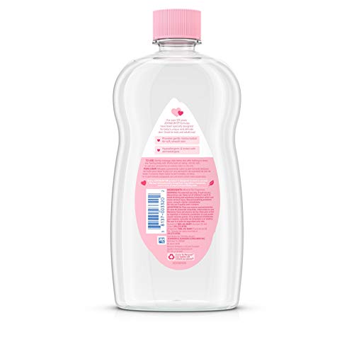 Johnson's Baby Oil, Pure Mineral Oil to help Prevent Moisture Loss for Baby, Kids & Adults, Gentle & Soothing Baby Massage Oil for Dry Skin Relief, Original Scent, Baby Essentials, 20 fl. oz