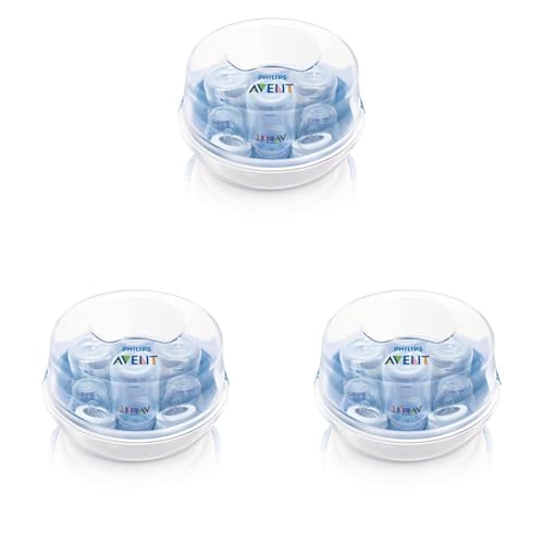 Philips AVENT Microwave Steam Sterilizer for Baby Bottles, Pacifiers, Cups and More, SCF281/05 (Pack of 3)