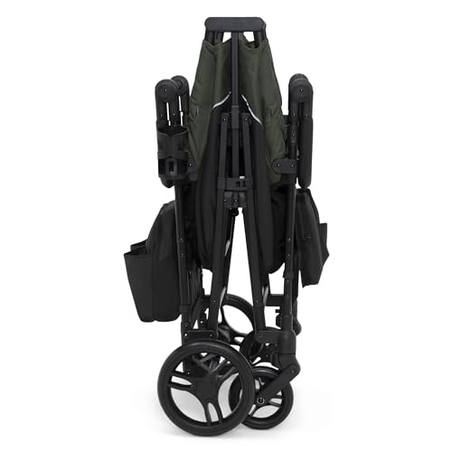 Jeep Aries Stroller Wagon by Delta Children Premium Wagon for 2 Kids with Convertible Seats, Adjustable Push/Pull Handles, Removable Canopy & Flat Fold - Greenguard Gold Certified, Black/Green