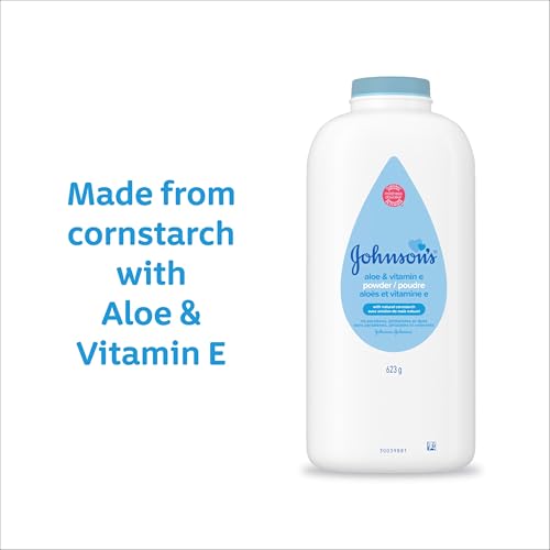 Johnson's Baby Powder with Naturally Derived Cornstarch, Aloe & Vitamin E for Delicate Skin, Hypoallergenic, Free of Parabens, Phthalates & Dyes for Gentle Baby Skin Care, 15 oz