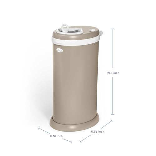 Ubbi Stainless Steel Diaper Pail, No Special Bags, Odor-Locking, Taupe