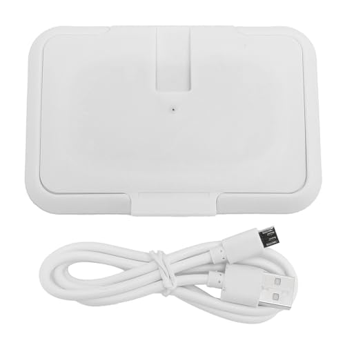 Baby Wet Wipes Warmer, USB Wipes Heater, Constant Temperature Portable Large Capacity Paper Dispenser, Fast and Even Heating for Home and Car (White)
