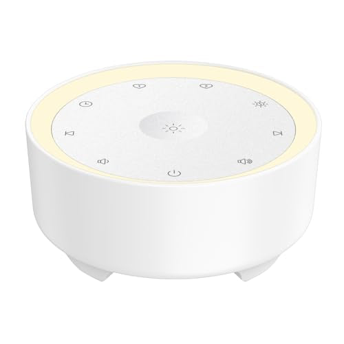 Kipcush White Noise Machine for Sleeping, Baby & Adults, High-Fidelity Non-Looping Sounds, Sleep Sound Machine with Dimmable Night Light, USB Powered, Memory Function, Home, Nursery & Travel