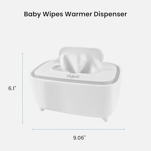 Lulyboo Warm Wipe Dispenser - Baby Wipe Warmer with Adjustable Temperature, Quick-Heating, Soft Silicone Cover, Easy-Refill Design, Ideal for Sensitive Baby Skin, Keeps Wipes Warm & Fresh