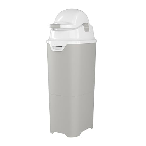 Foundations Tall Diaper Pail with Airtight Lid - Durable & Odorless Diaper Disposal, Large Capacity, Holds up to 60 Newborn Diapers, Refill with Any Bags, Baby Registry Gift - Gray (9612057)