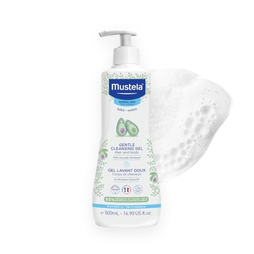 Mustela Gentle Cleansing Gel - Baby Wash for Delicate Skin and Hair - Newborn-Safe Cleanser - Crafted with Natural Avocado Perseose - Various Sizes - 16.90 fl. oz.