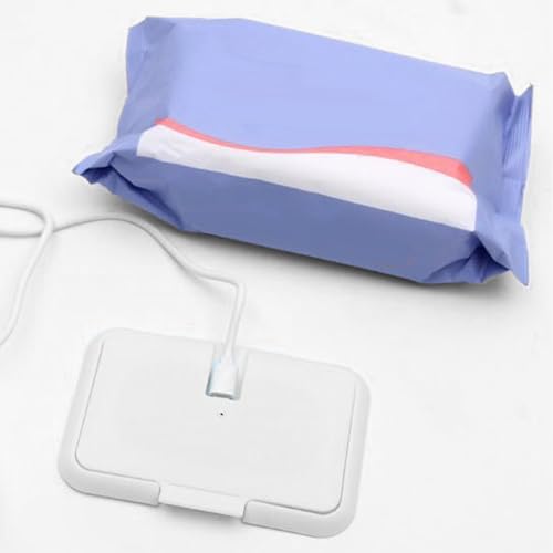 Baby Wet Wipes Warmer, USB Wipes Heater, Constant Temperature Portable Large Capacity Paper Dispenser, Fast and Even Heating for Home and Car (White)
