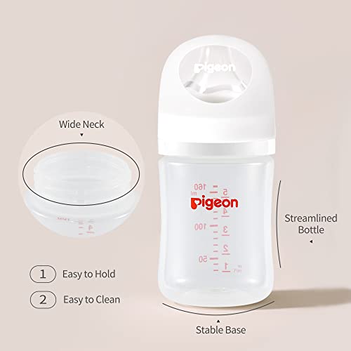 Pigeon Newborn Baby Bottle Feeding Gift Set, Nurture & Nest, Anti-Colic Wide Neck Bottles with Latch-On Silicone Nipples, 3 Bottles (5.4 Oz), 3 Stage 2 Nipples, 1 Bottle Brush and 1 Nipple Brush