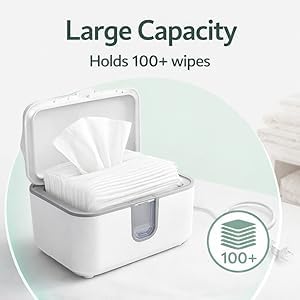 Wet Wipes Heater , Baby Wipe Warmer, Night-Ready Warm Wipes Dispenser with Moisture Lock, Large Capacity for Busy Parents, Soft Surround Heating, Safe & Even Warmth for Newborns