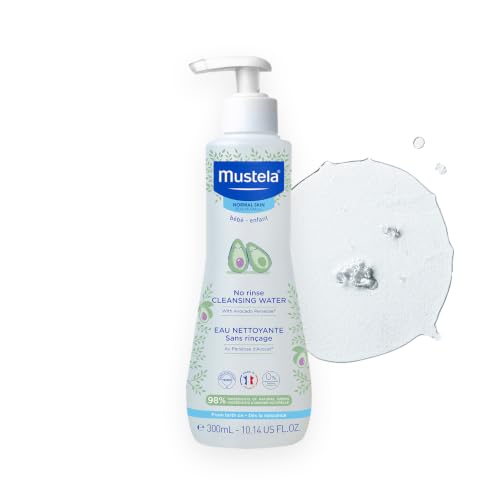 Mustela Baby Cleansing Water - No-Rinse Micellar Water - with Natural Avocado & Aloe Vera - for Baby's Face, Body & Diaper - Various Sizes - 10.14 fl. oz.