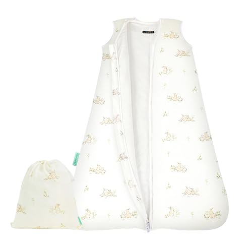 Coco Cuddle Baby Sleep Sack 0.5 TOG Summer, Lightweight Rayon Made from Bamboo Wearable Blanket with 2 Way Zipper (Bunny, 0-6 Months)
