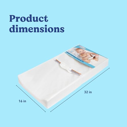 Graco Premium Contoured Changing Pad – GREENGUARD Gold Certified, Water-Resistant, Ultra-Soft Buckle Cover, Contoured Baby Changing Pad, Fits Most Standard-Size Changing Toppers, Non-Skid Bottom
