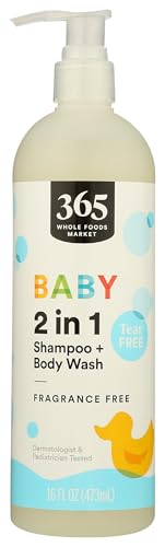 365 by Whole Foods Market, Baby & Up 2-in-1 Shampoo/Body Wash, Fragrance Free, 16 Fl Oz