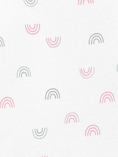 Simple Joys by Carter's Baby Girls' Cotton Sleeper Gown, Pack of 3, Light Pink Bunny/White Rainbow/Elephants, 0-3 Months