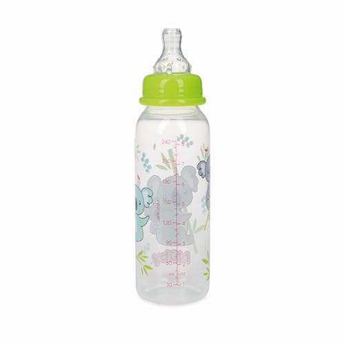 Nuby Non-Drip Standard Neck Baby Bottles - (3 Pack) 4 oz - Vari-Flo Flow Control Nipple - Anti-Colic Air System - 0+ Months - Whale/Koala/Giraffe