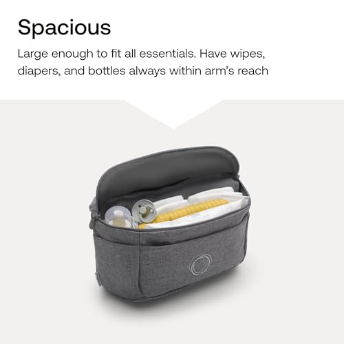 Bugaboo Stroller Organizer Bag – Compact Diaper Bag with Multiple Pockets & Insulated Bottle Holder – Universal Stroller Compatibility, Water-Repellent & Recycled Fabric – Midnight Black