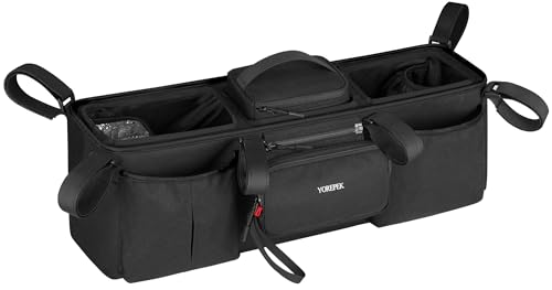 YOREPEK Padded Double Stroller Caddy, Heavy Duty Stroller Caddy Attachment