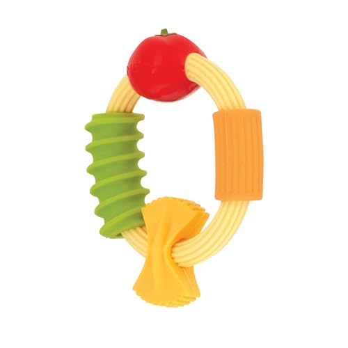 Nuby Pasta Ring Teether - 3+ Months - Soft, Silicone, Multi-Textured, Easy Grip Baby Teething Toy - Natural Teething Relief for Babies
