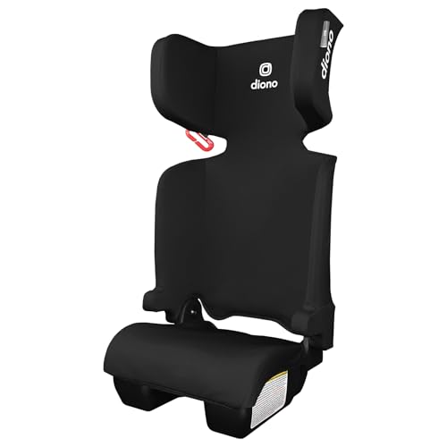 Diono Airi Lightweight High Back Booster Seat, Foldable Travel Friendly, Slim 3-Across Fit, 40–100 lbs/43–57 in, Frontal Impact Protection, Black
