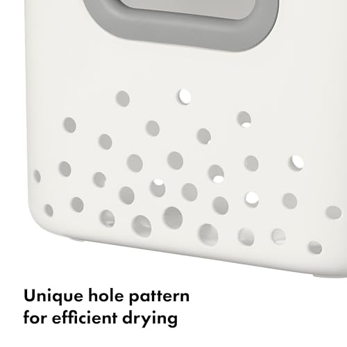OXO Tot Stand Up Bath Toy Storage Organizer, 7.1 L, Large Capacity Bin for Baby Bath Essentials - Gray