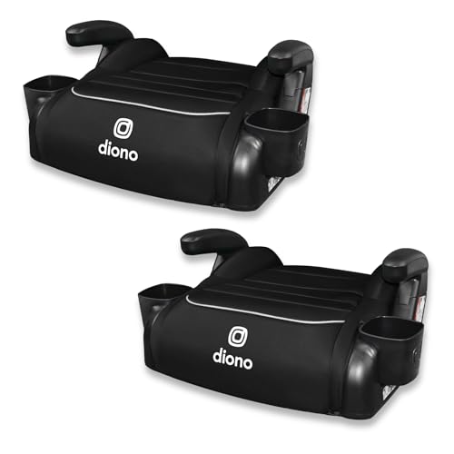 Diono Connect3 R Backless Booster Pack of 2, Slim Fit 3-Across in Many Mid-Sized Sedans and SUVs, for Children from 40-120 lbs., Lightweight with Cupholder, Black Storm
