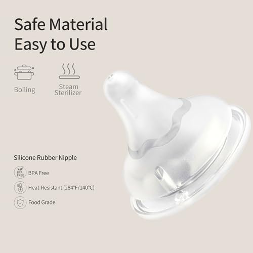 Pigeon Silicone Nipple (SS) with Latch-On Line, Breastlike Natural Feel, Newborn Super Slow Flow, 0+ Months, 4 Counts