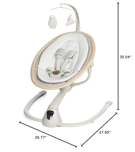 Maxi-Cosi Cassia Smart Baby Swing for Infants, Portable, Foldable Infant Swing with Music, 360 Rotation, 5 Speeds, 12 Melodies, EcoCare Fabric, Auto Motion Sensor, 2 Reclines, Classic Oat