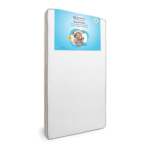 Graco Essentials 6-Inch Mesh Crib & Toddler Mattress — Made in the USA, Firm Support for Infants, GREENGUARD Gold Certified Mattress for Baby Cribs, Removable and Washable Water-Resistant Cover