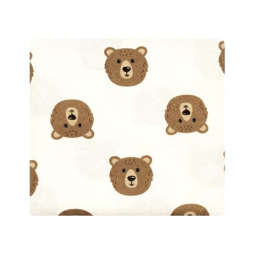 Hudson Baby Unisex Baby Cotton Poly Flannel Receiving Blankets, Brown Bear, One Size
