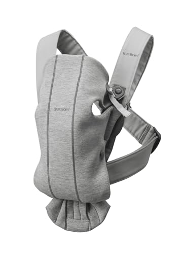 BabyBjörn Baby Carrier Mini, Light Gray, 3D Jersey | Infant Carrier (7-25 lbs), Ergonomic, Easy-to-Use