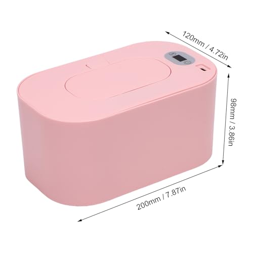 Baby Wipe Warmer, Portable USB Powered Baby Wet Wipes Dispenser Holder with Temperature Control, Paper Towel Heater for Home, Car, Travel (Roseate)