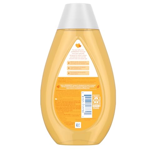 Johnson's Baby Shampoo with Aloe Vera & Vitamin B5, Tear Free, Newborn Essentials, No added Parabens & Sulfates, Hypoallergenic, Baby Essentials, 13.6 fl. oz