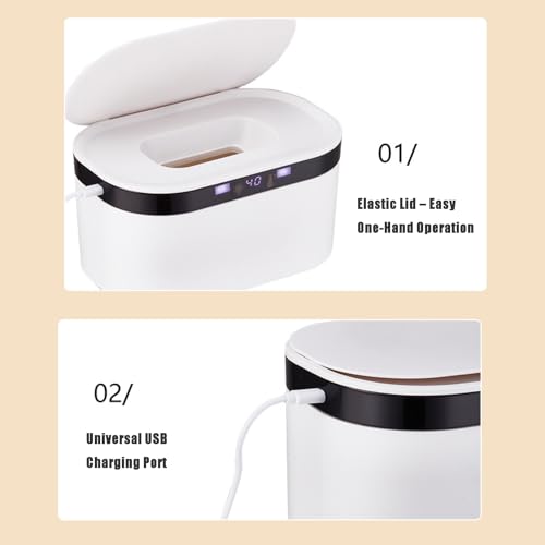 PandaEar Baby Wipe Warmer, Large Capacity Moist Wipe Dispenser with 5-Level Temperature Heating Control, Quiet & Even Heating, Diaper Wipe Warmer with Night Light