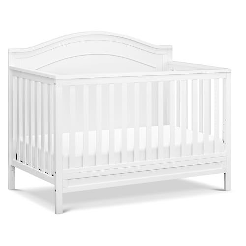 Davinci Charlie 4-in-1 Convertible Crib - GREENGUARD Gold Certified - Converts from Baby Crib to Toddler Bed, Daybed, and Full-Size Bed Effortlessly - 4 Adjustable Heights - Wooden White Baby Bed
