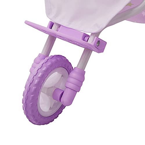 Olivia's Little World Baby Doll Jogging-Style Stroller with Canopy, Seatbelt and Storage Space, Purple and White