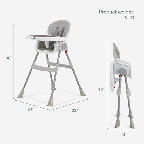 Dream On Me Portable 2-in-1 Tabletalk High Chair, Convertible Compact High Chair, Light Weight Portable Highchair, Grey